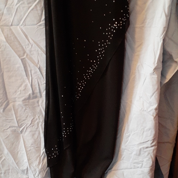 Floor length black/sequin gown, sz L - Picture 2 of 6